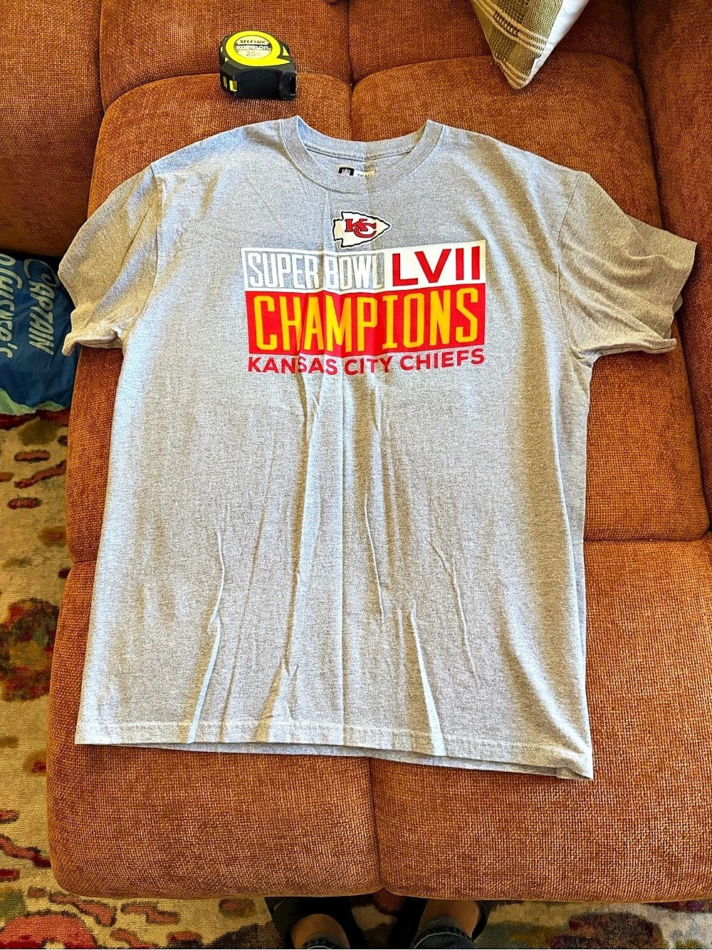 NFL Team Apparel Super Bowl LVII Kansas City Chiefs Champions T-Shirt Gray Red